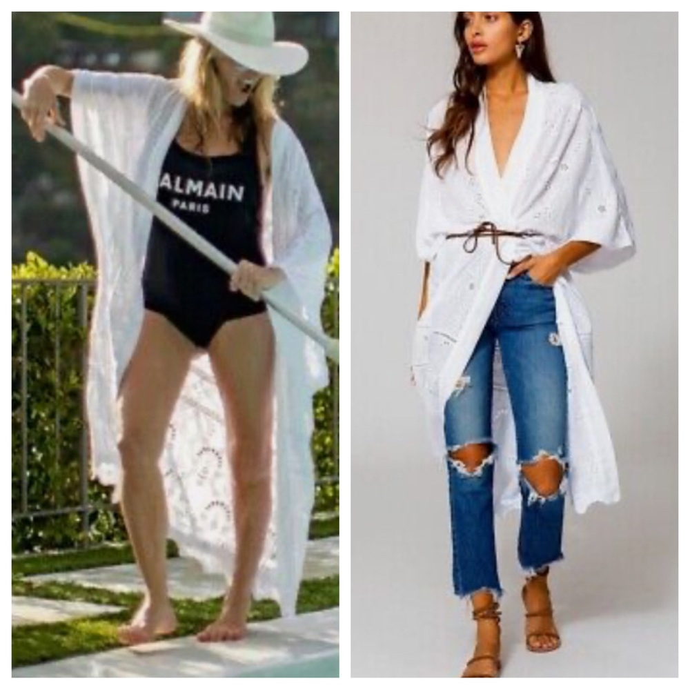 Young Fabulous & Broke Keiko Eyelet Duster Kimono White One Size